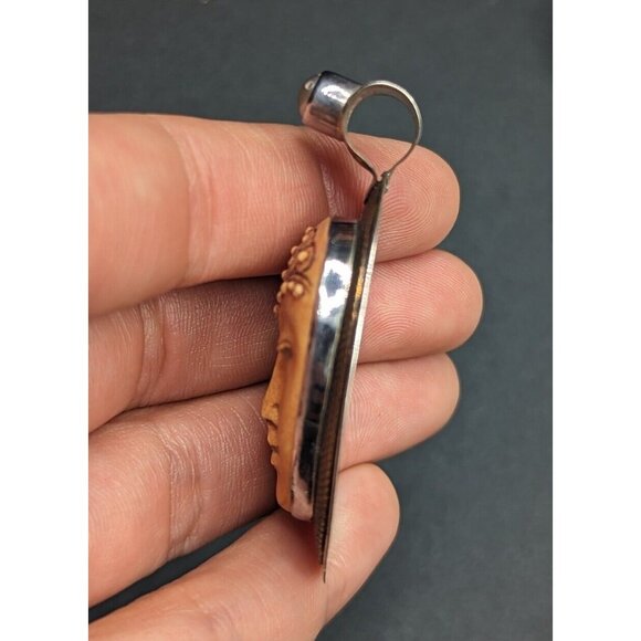 Tabra Guan Yin Buddha Goddess Resin Face Sterling Silver Earrings Pendant Set - Picture 9 of 16